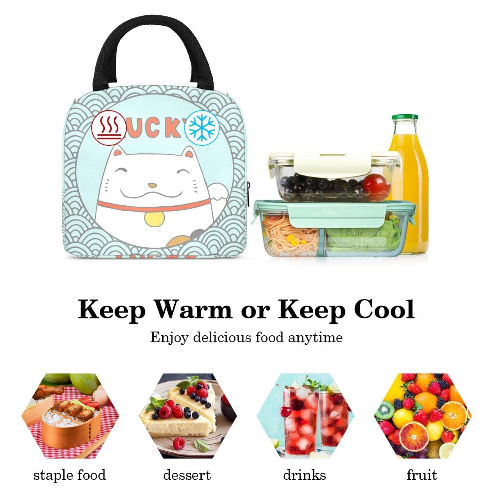Lonchera Borsa Termica Per Pranzo A Forma Di Gatto Nero - Isolata, Impermeabile, Anti-perdite, Grande Capacità, Con Targhetta Nome, Per Scuola, Ufficio E Picnic, Ragazzi E Ragazze - 3