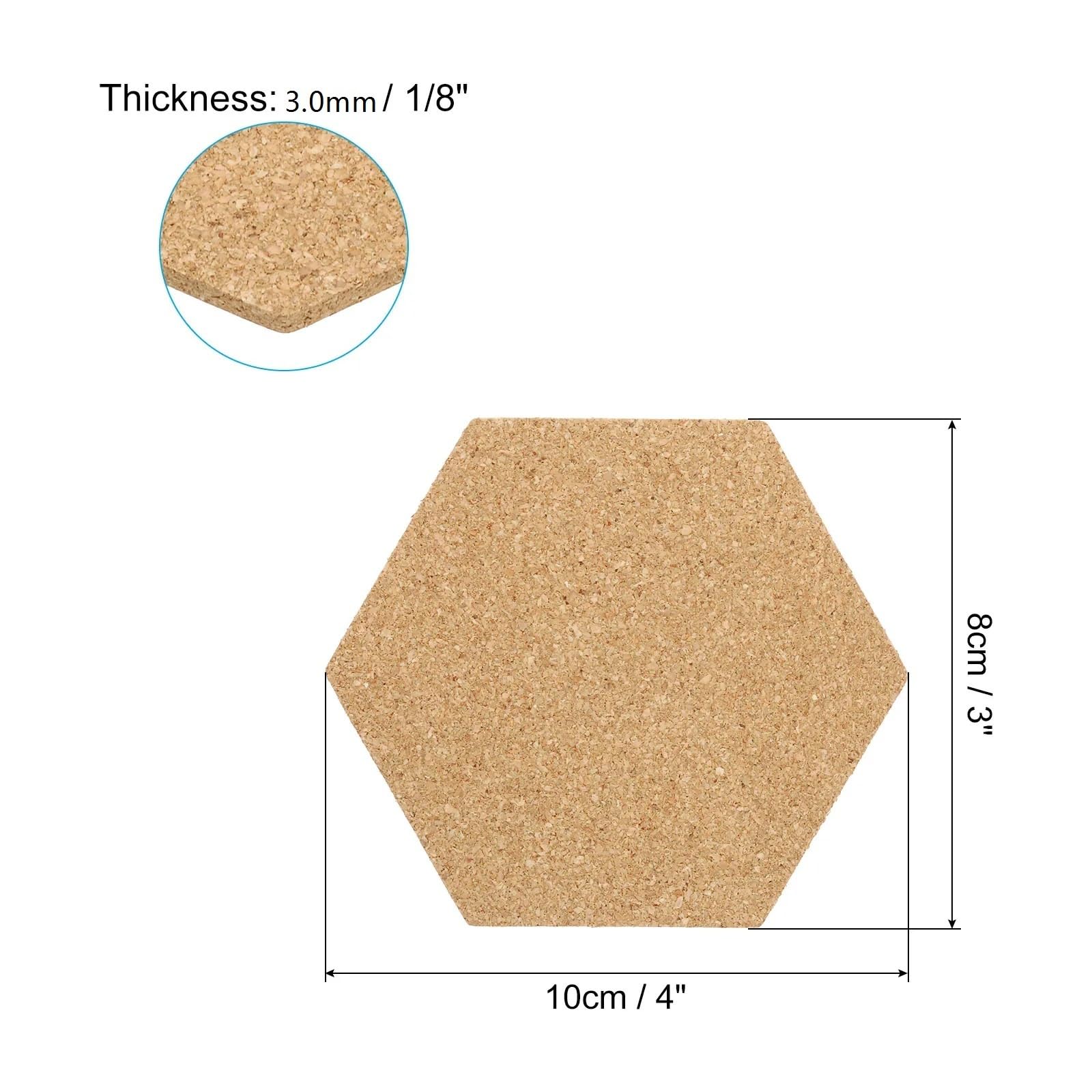 Alternatywy dla tablic korkowych 20 szt. 100x80x3,0 mm samoprzylepna tablica korkowa w kształcie sześciokąta do powieszenia na podłodze, ścianie, w domu, biurze, klasie, zrób to sam
