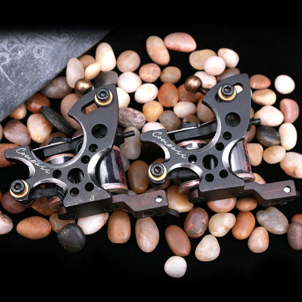 2 PCS Compass Tattoo Machine Plata Liner Fuego Shader Gun for Tattoo Kit 2062+2062-1 (Shader+Liner)