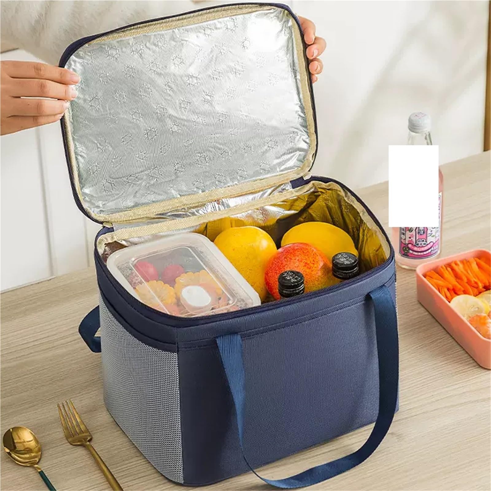 Sac de Camping, Lot de 2 Sacs isolants épais et imperméables en Aluminium for l'extérieur, for la Maison, Cuisine Le Rangement(Blue,25 * 18 * 15cm)