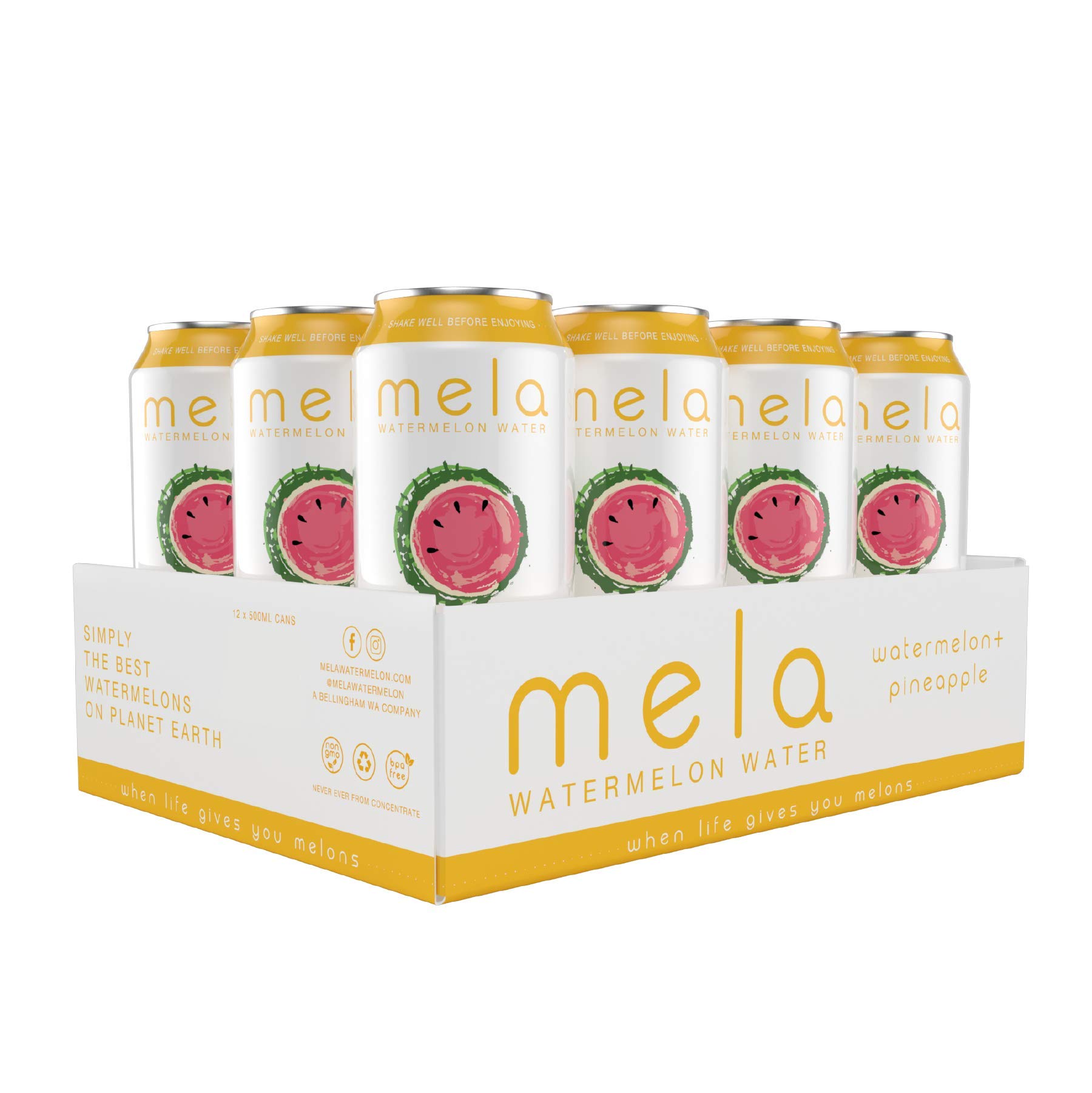 Amazon.com : Mela Watermelon Water - Watermelon + Pineapple | 12