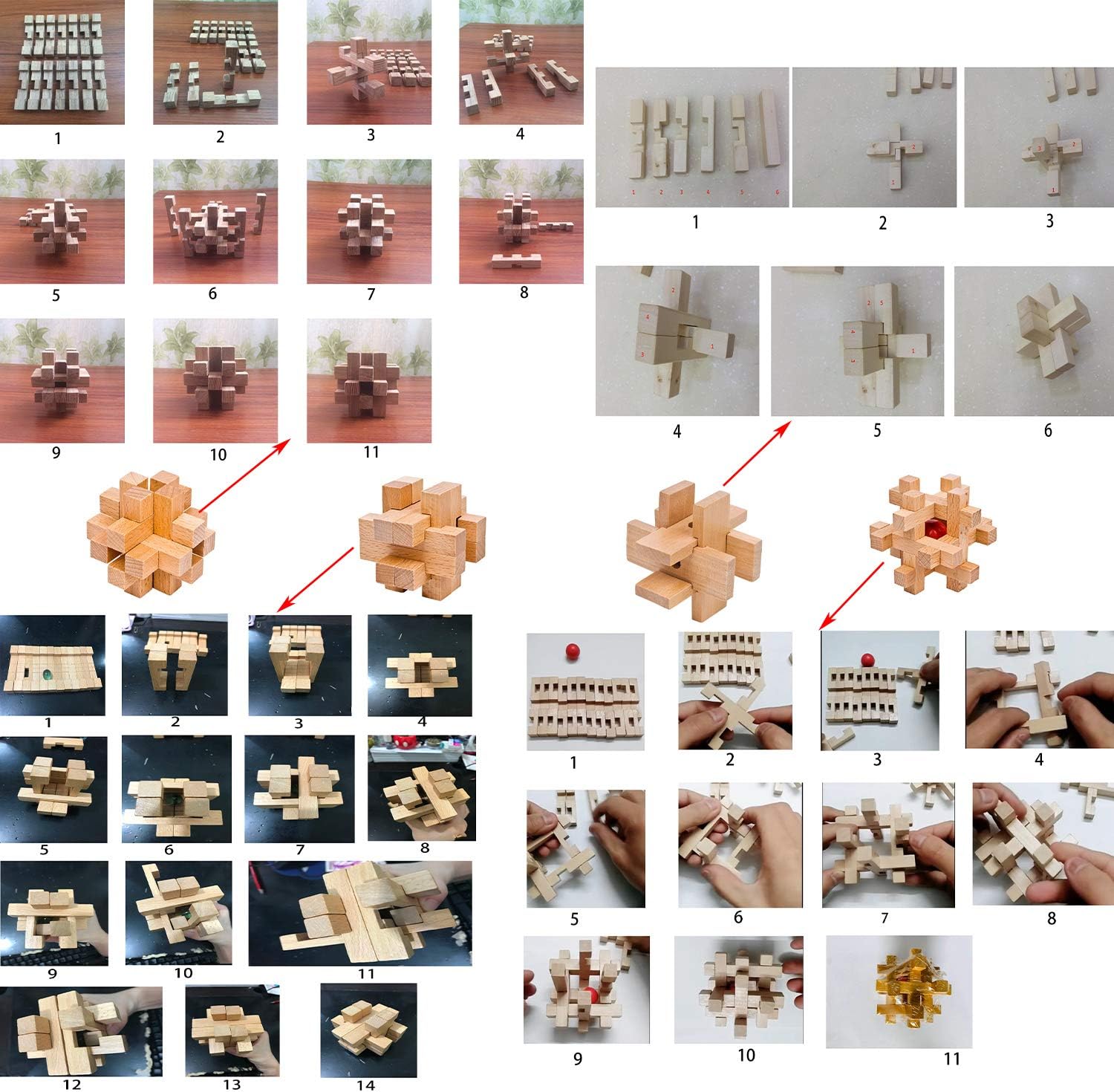 18 Pack Large Wooden Brain Teaser Puzzles Wooden Burr Puzzles Brain Teaser Puzzle with Gift Packing Box Magic Puzzle Games Toys Stocking Stuffers Party Favors for Kids and Adults (Natural Wood)