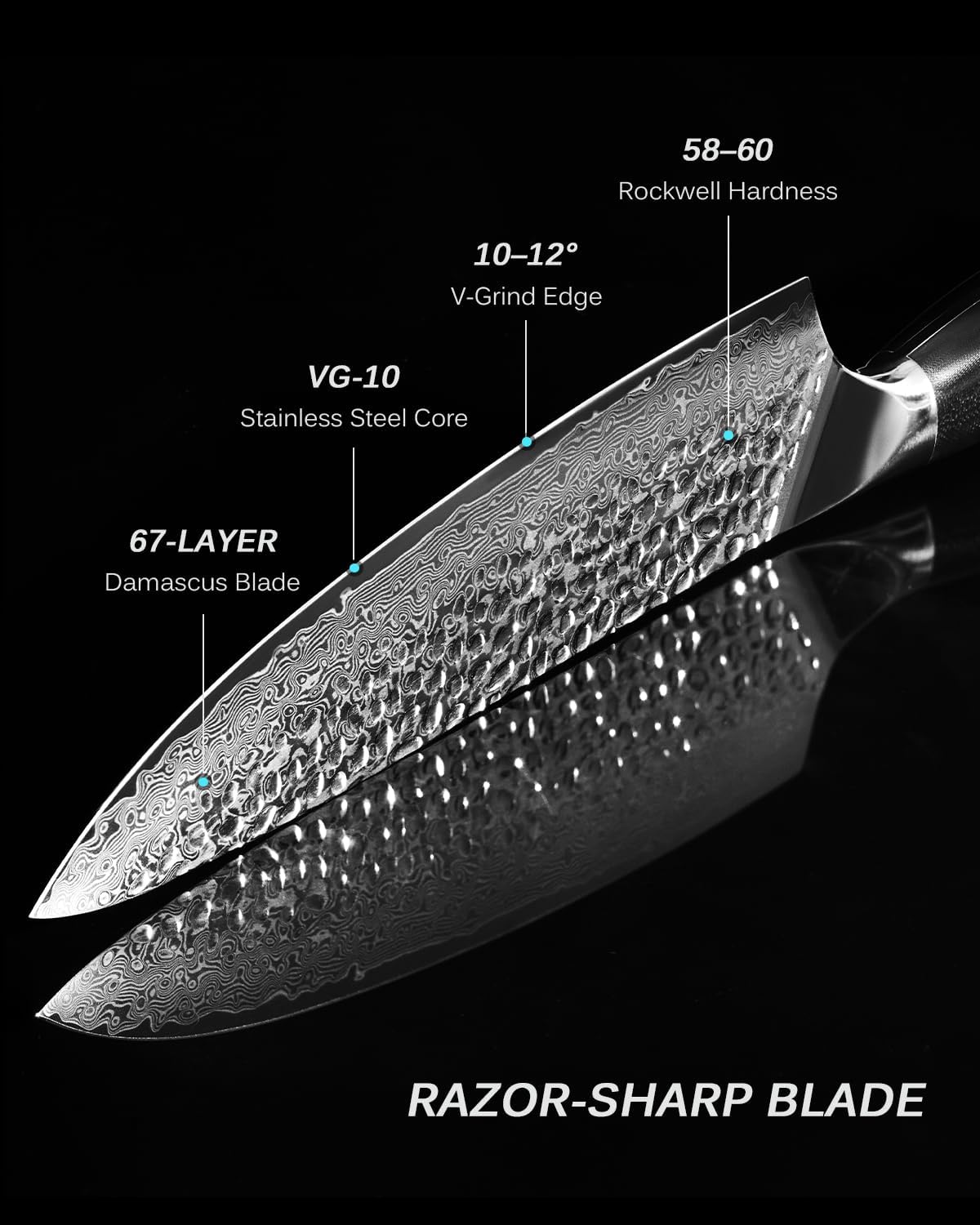 KYOKU Knife Set, Shogun Series 2pc Japanese Style Kitchen Knife Set, 7" Boning 8" Chef Knife with Sheath Gift Box, Professional Sharp Damascus Stainless Steel Knives for Meat Vegetable - Image 5