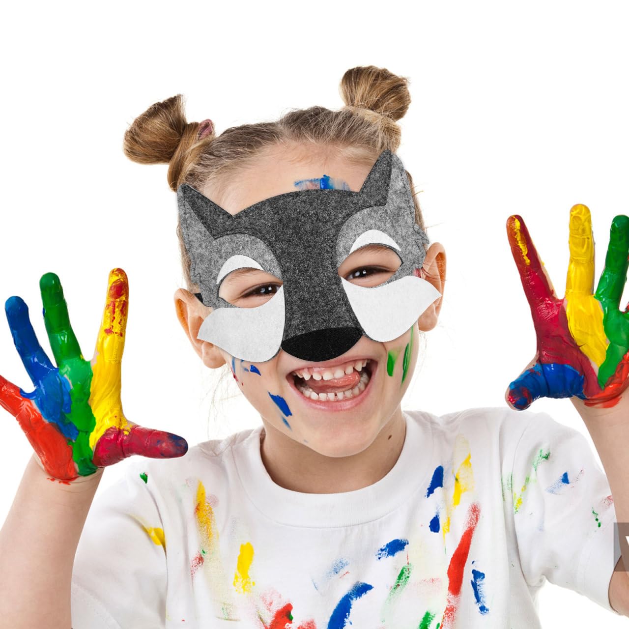 NUOBESTY 3PCS Feutre Loup Masques Animaux Moitié Du Visage Costume Enfants