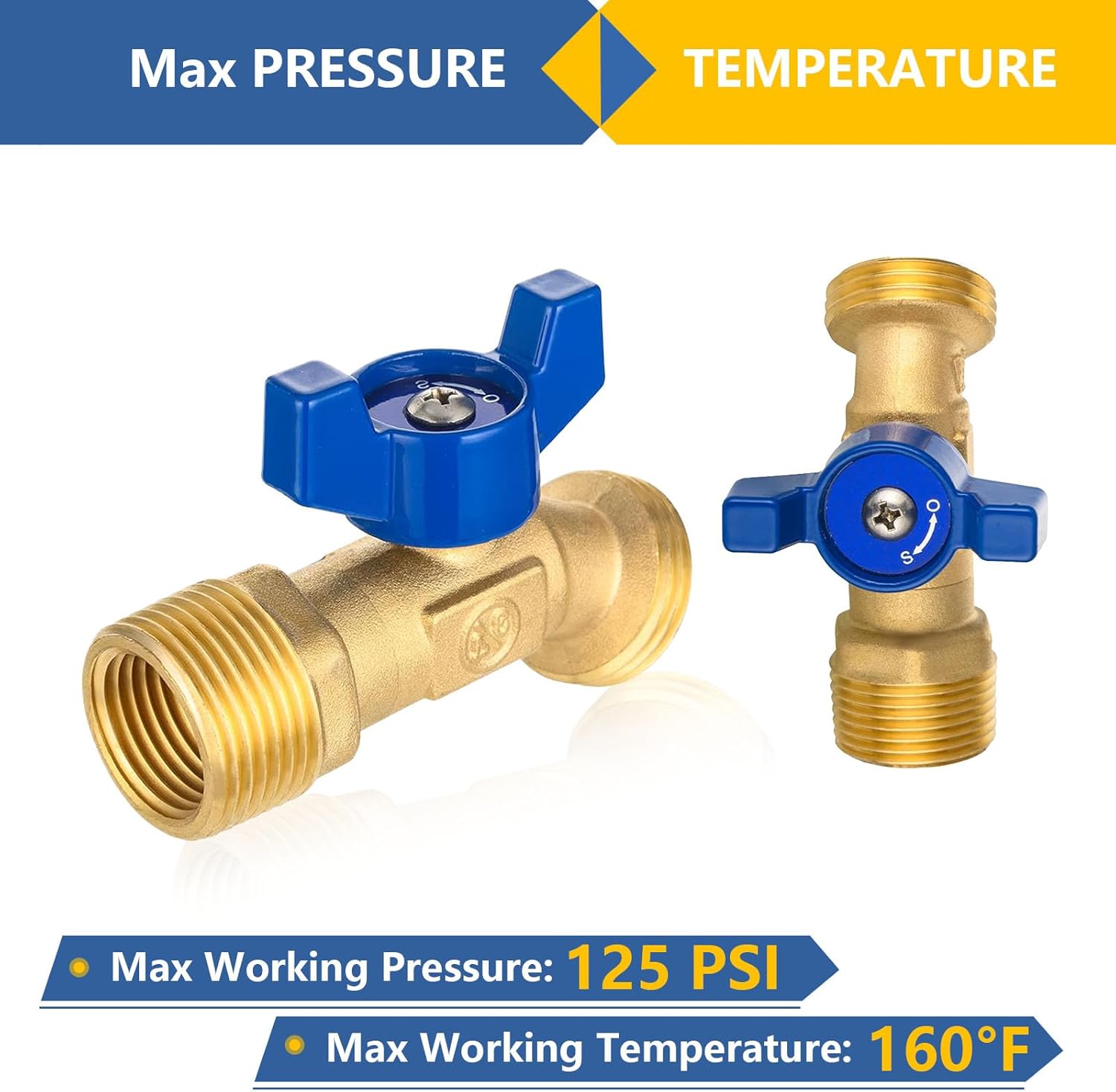 Outdoor Garden Spigot,1/4 Turn Sillcock Hose Bibb Faucet/Valve,3/4" Male NPT Inlet x 3/4" Male GHT Threaded Garden Hose Outlet/Connector(5Pack,Blue)(SILLCOCK048-5Pack)