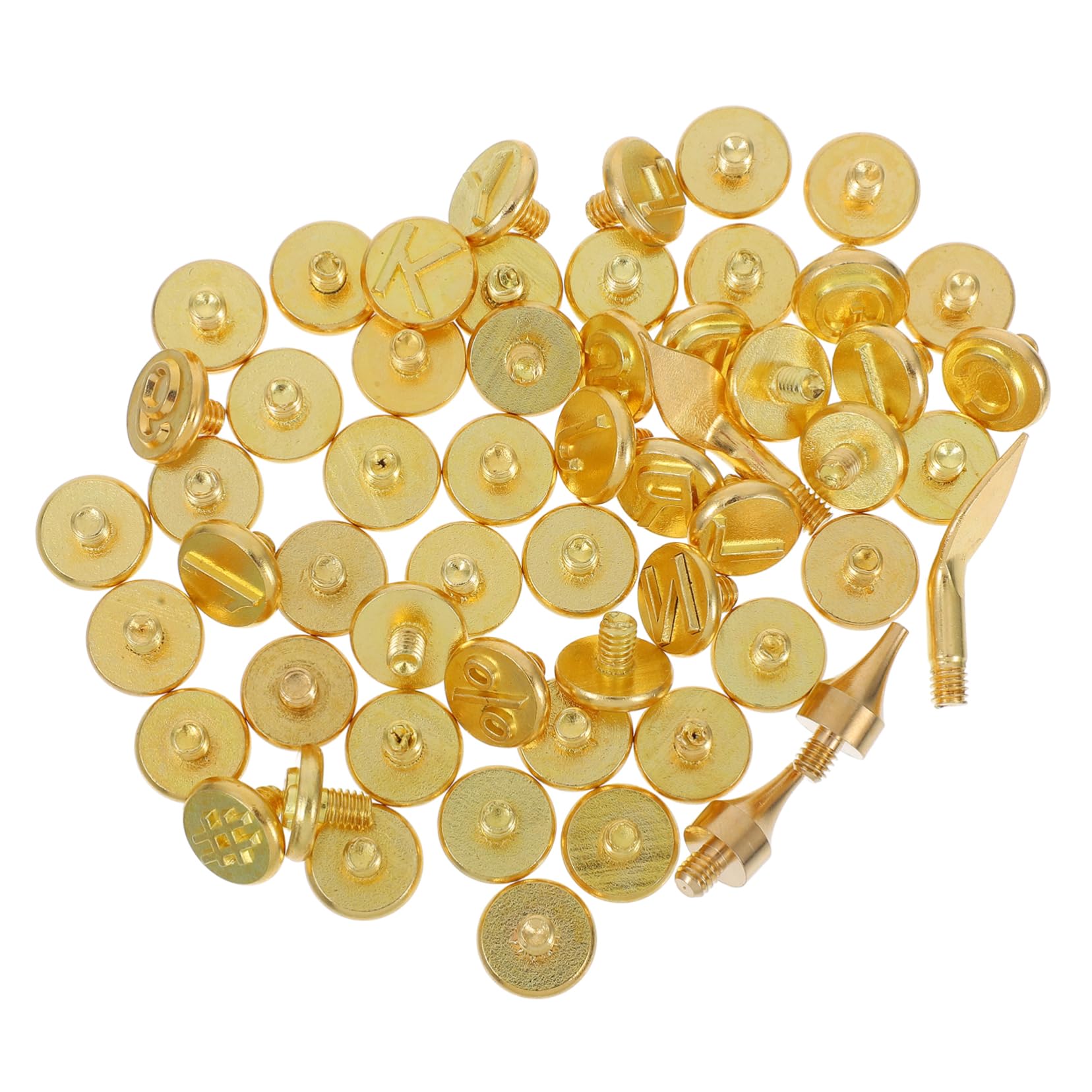 KONTONTY Brass Wood Burning Letter Stamp Set 56-Piece Kit Number and Letter Heads for DIY Projects Embossing on Wood Leather and