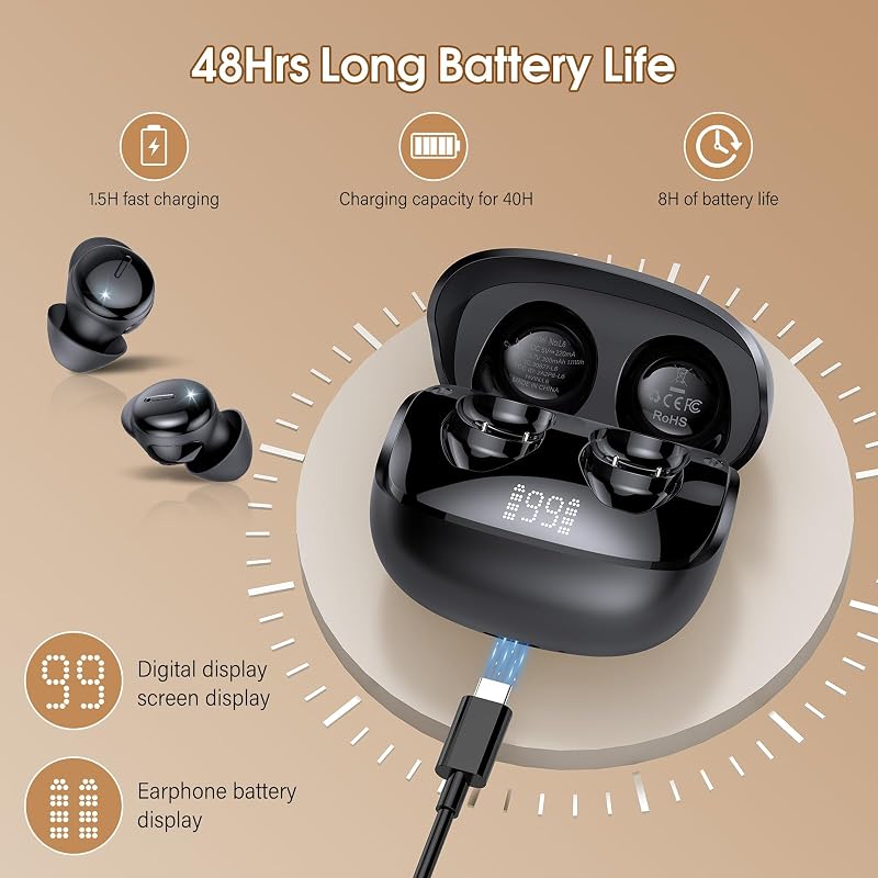 Sleep Earbuds Bluetooth 5.4, Mini Light-Weight Headphones for Side Sleepers | Features Sleep Mode & Built-in White Noise for Relaxing. 48H Battery & Clear Calls. Perfect Mini Earphones for Sound Sleep image 5