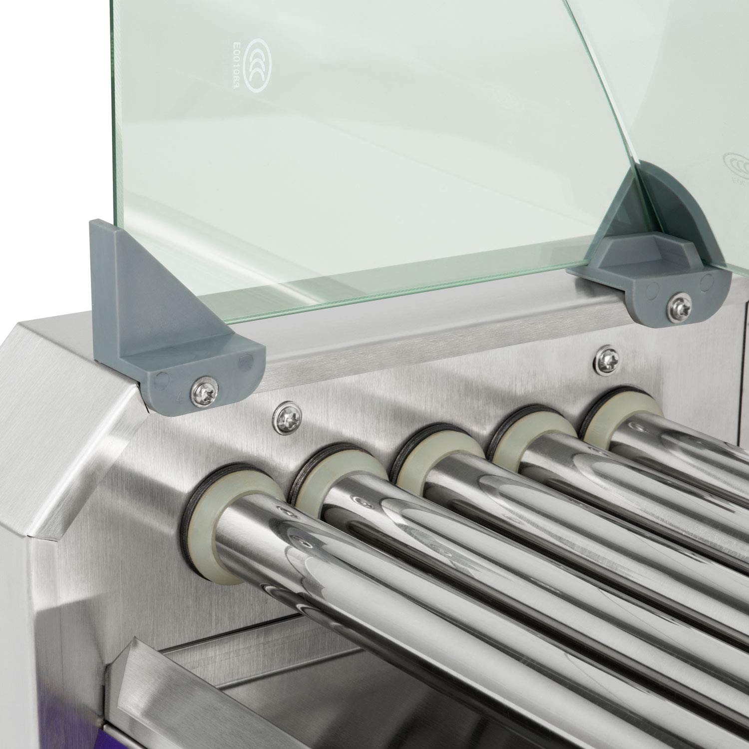 VERTES Gastro Hot Dog Maker acero inoxidable 1000W máquina perritos calientes 5 rodillos 2 zonas calentamiento 50-250°C