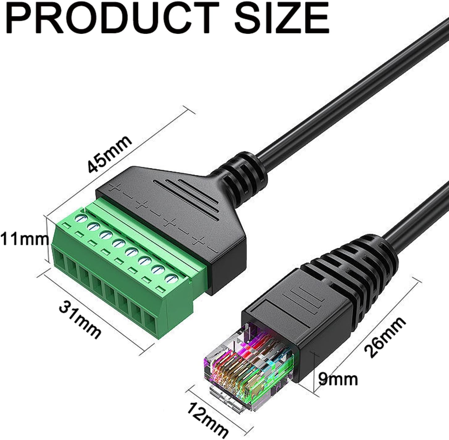 RJ45-Stecker auf 8-poligen Schraubklemmen-Adapter, RJ45, 8p8c auf 8-poligen Bolzenanschluss, für Cat 5/5e/6 Ethernet-Extender, CCTV, Digital-DVR-Netzwerkadapter, 10 Stück