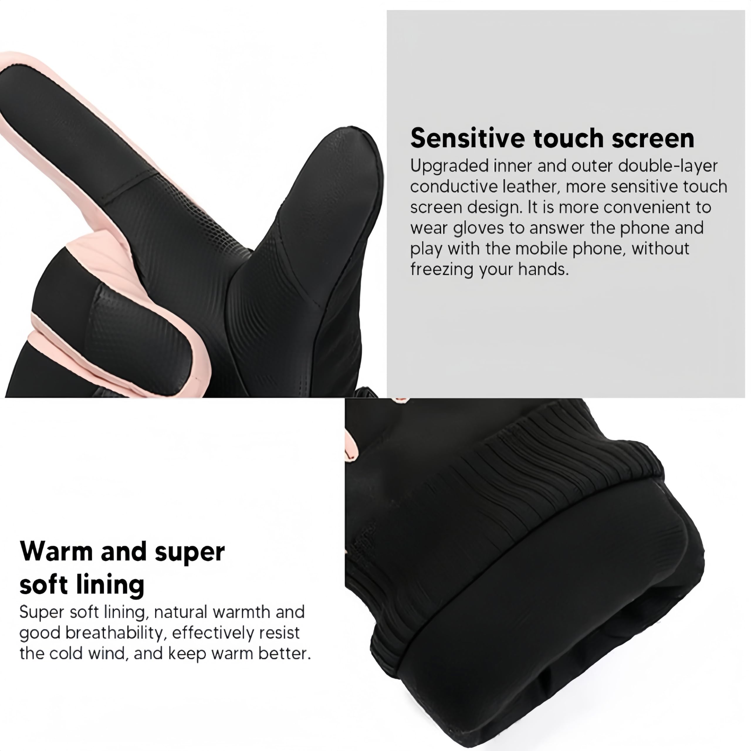 Guantes impermeables para pantalla táctil de invierno para mujer y hombre cálidos de esquí