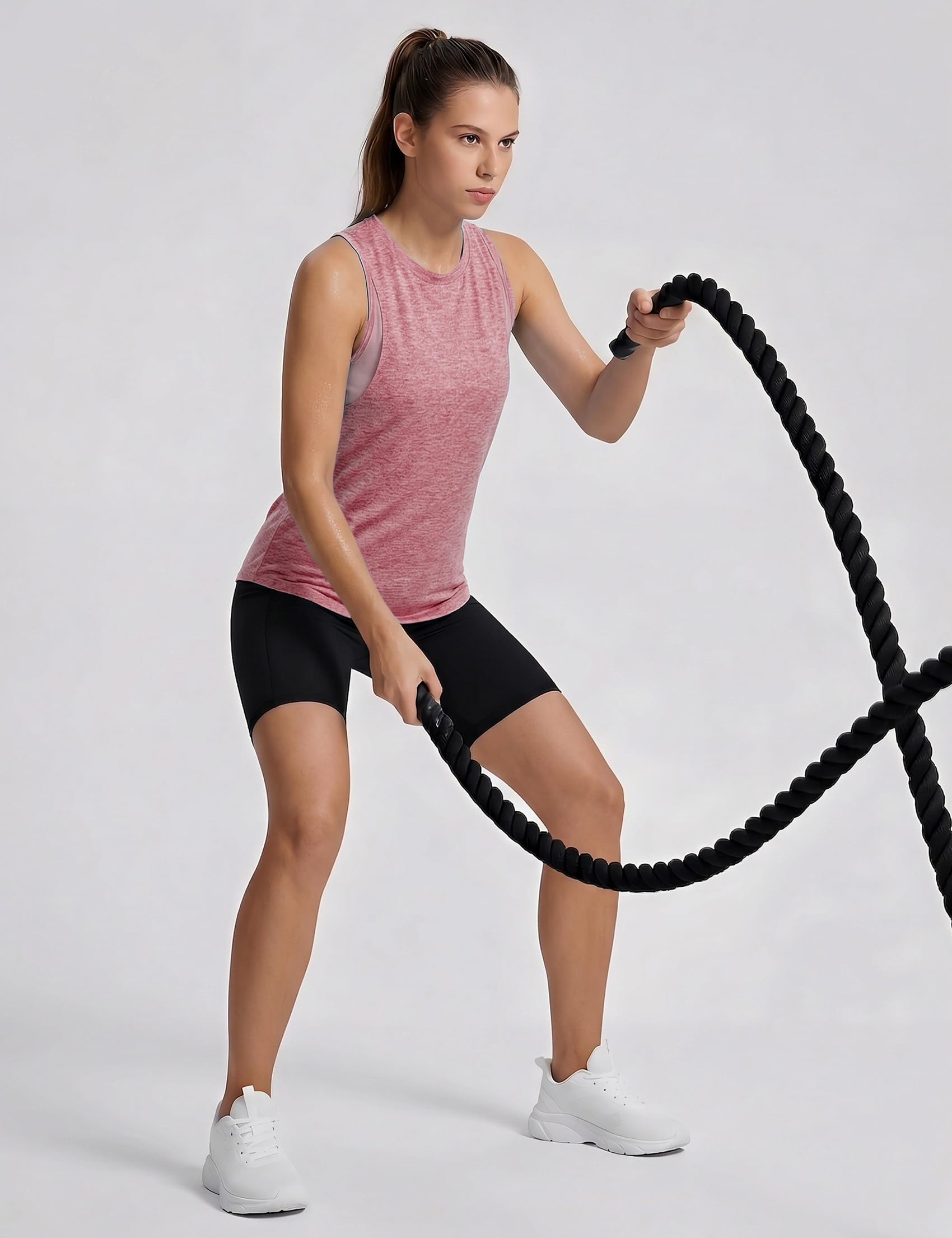 Wayleb Camiseta Deportiva Mujer de Tirantes sin Mangas con Malla Transpirable Ligera para Fitness Yoga Running S-3XL — view 5