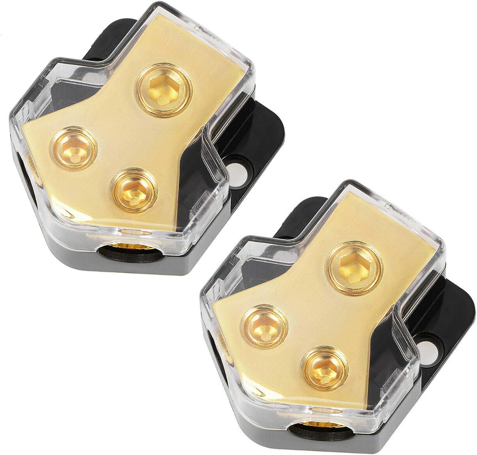 soyondPower Distribution Block (2 Pack) Car Auto Audio Amplifier Vehicle 0/2/4 Gauge in 2/4/8 Gauge Out Amp Power Ground Distributor Blocks Car Amplifier Audio Splitter (1 in 2 Out)