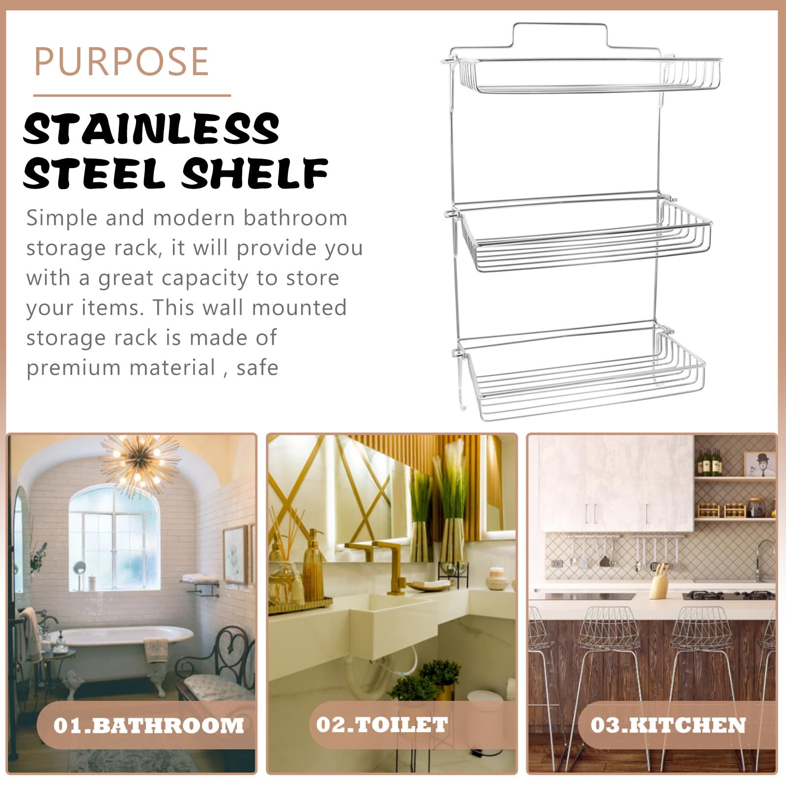 Estantería Plegable de Pared para Baño sin Taladro Organizador de Acero Inoxidable con Diseño Ventilado y Drenaje Rápido Repisa Segura y Resistente para Productos de Higiene