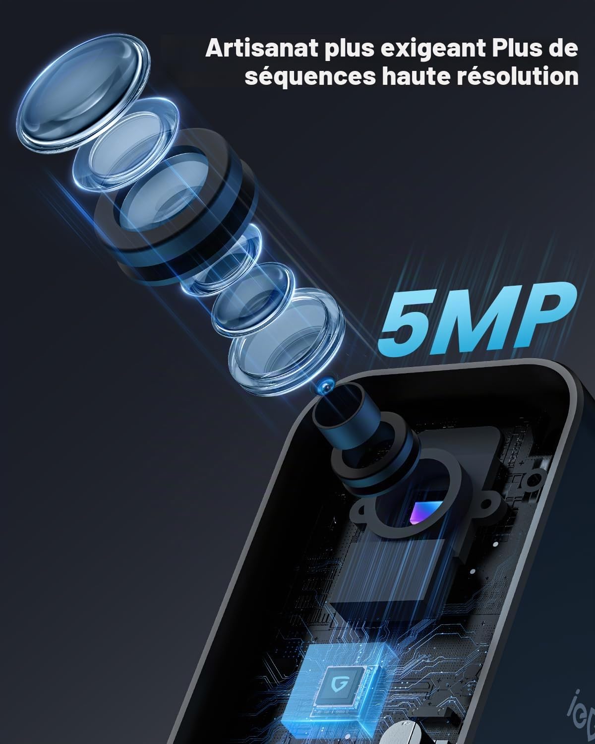 ieGeek Caméra de surveillance extérieure 5 MP Wi-Fi, batterie 5200 mAh, caméra de surveillance extérieur/intérieur, détection PIR, vision nocturne, audio bidirectionnel, projecteurs, étanche IP65