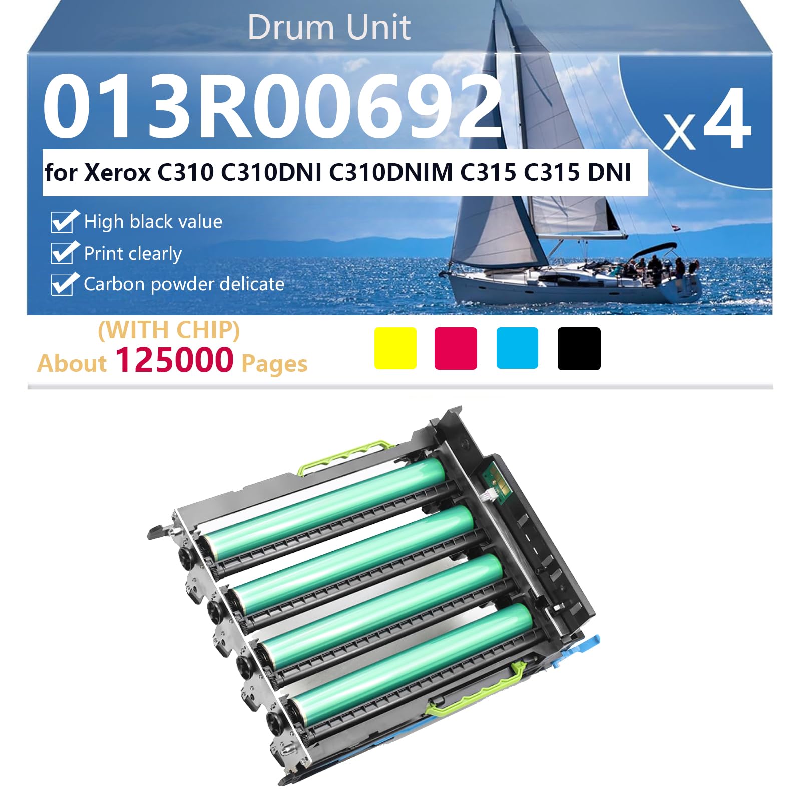 013R00692 Unità Tamburo di Ricambio con Chip per Xerox C310 C310DNI C310DNIM C315 C315 DNI Stampanti [Elevato Volume di Stampa],BCMY-1 set
