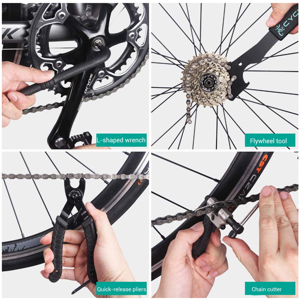 POENVFPO Attrezzi per Riparazione Bici Multiutensile da Ciclismo Professionale, Kit di Strumenti per Ciclismo per Bici in Acciaio Legato per la Manutenzione di Mountain Bike e da Strada (Come