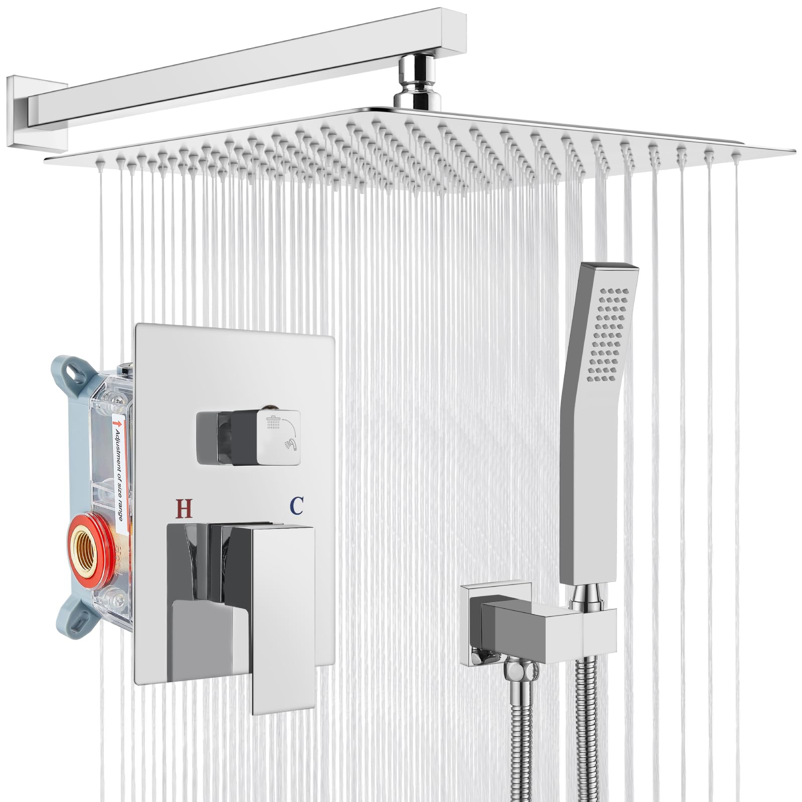 Système de douche effet pluie haut de gamme gotonovo avec robinet mural chromé