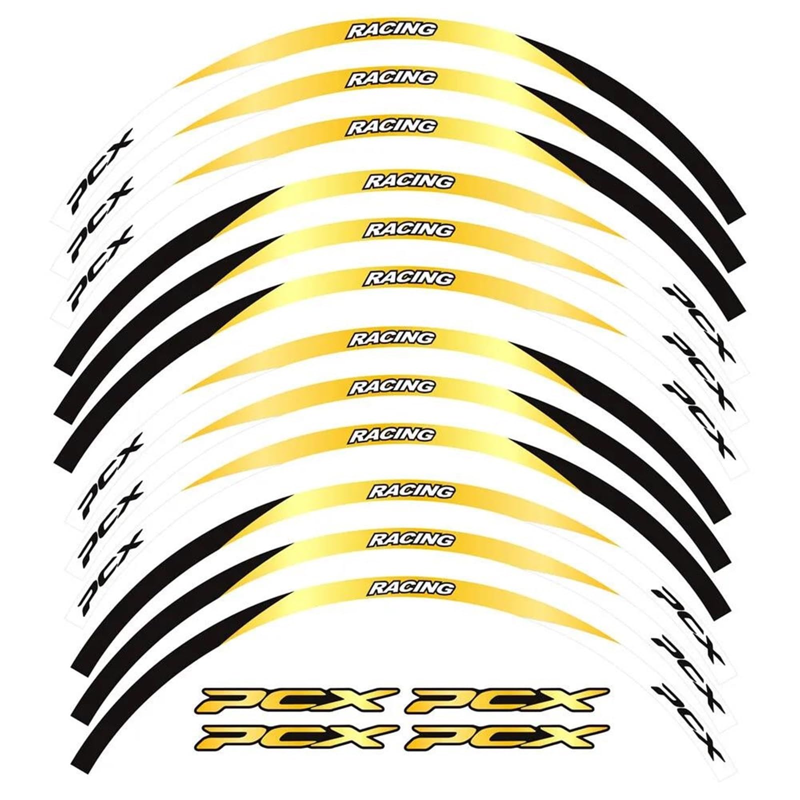 Motos Stickers Wheel Decal 14" 13" Reflective Sticker Vinyl Rim for PCX125 PCX160 PCX150(Color10)