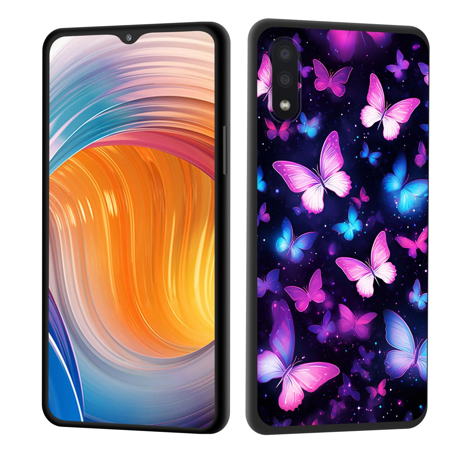 for Galaxy A01 Case,Slim Anti-Scratch Shock Absorbent Silicone Protective Case Cover for Samsung Galaxy A01 5.7 inch 2020,Butterfly Blue Pink