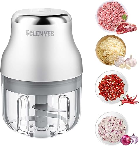 Miniatura 1 de Picadora eléctrica de ajo, mini picadora portátil de 8.5fl oz, molinillo de ajo, picadora de cebolla, licuadora a verduras, procesador de alimentos