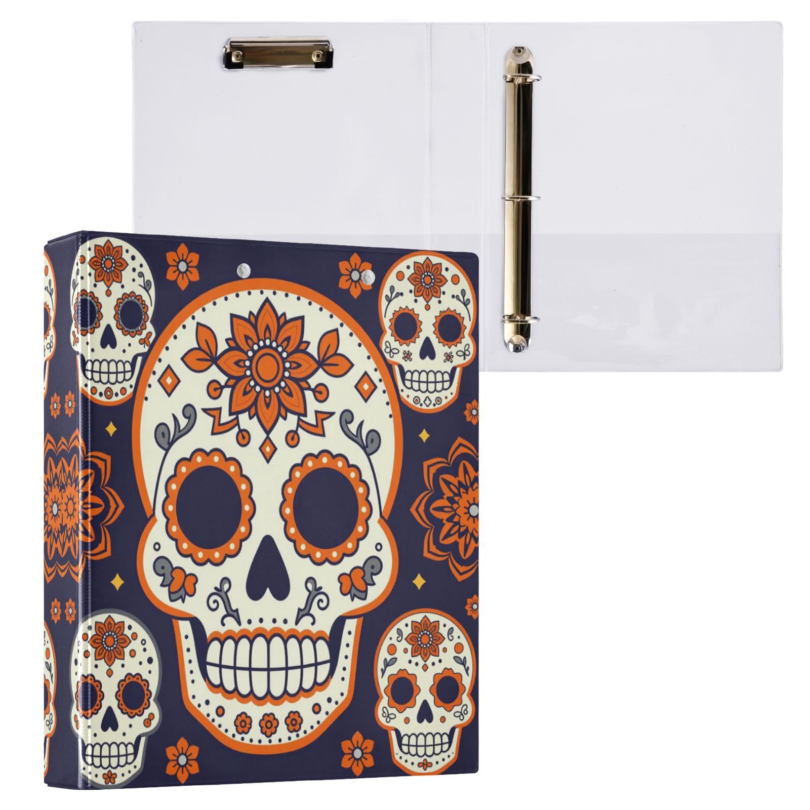 Porte-documents avec porte-bloc intégré Day of Dead Orange Sugar