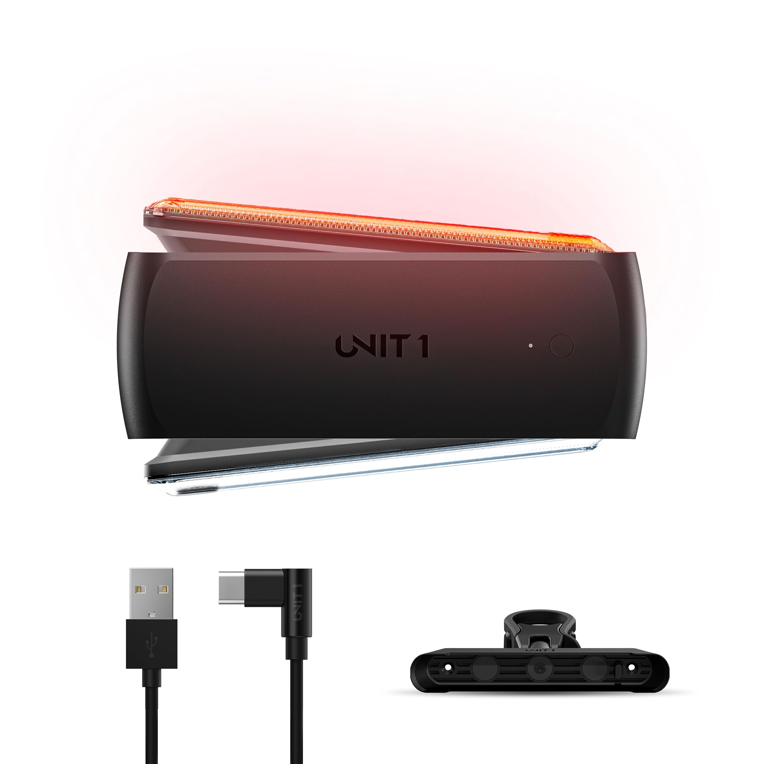 UNIT 1 Smart Light Pro Dual Luci Bici con Custodia di Ricarica | Luci anteriori e posteriori, sincronizzate per frecce e luce stop