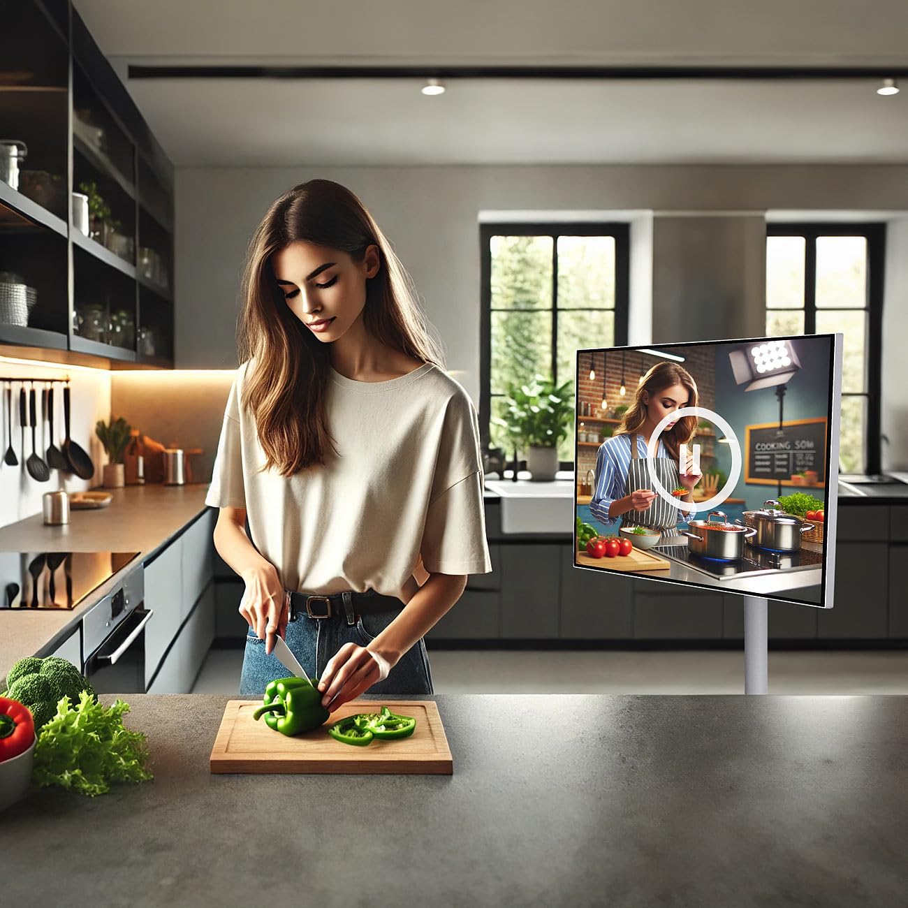Écran nomade tactile connecté Full HD 32" avec support mobile et batterie [auvisio]