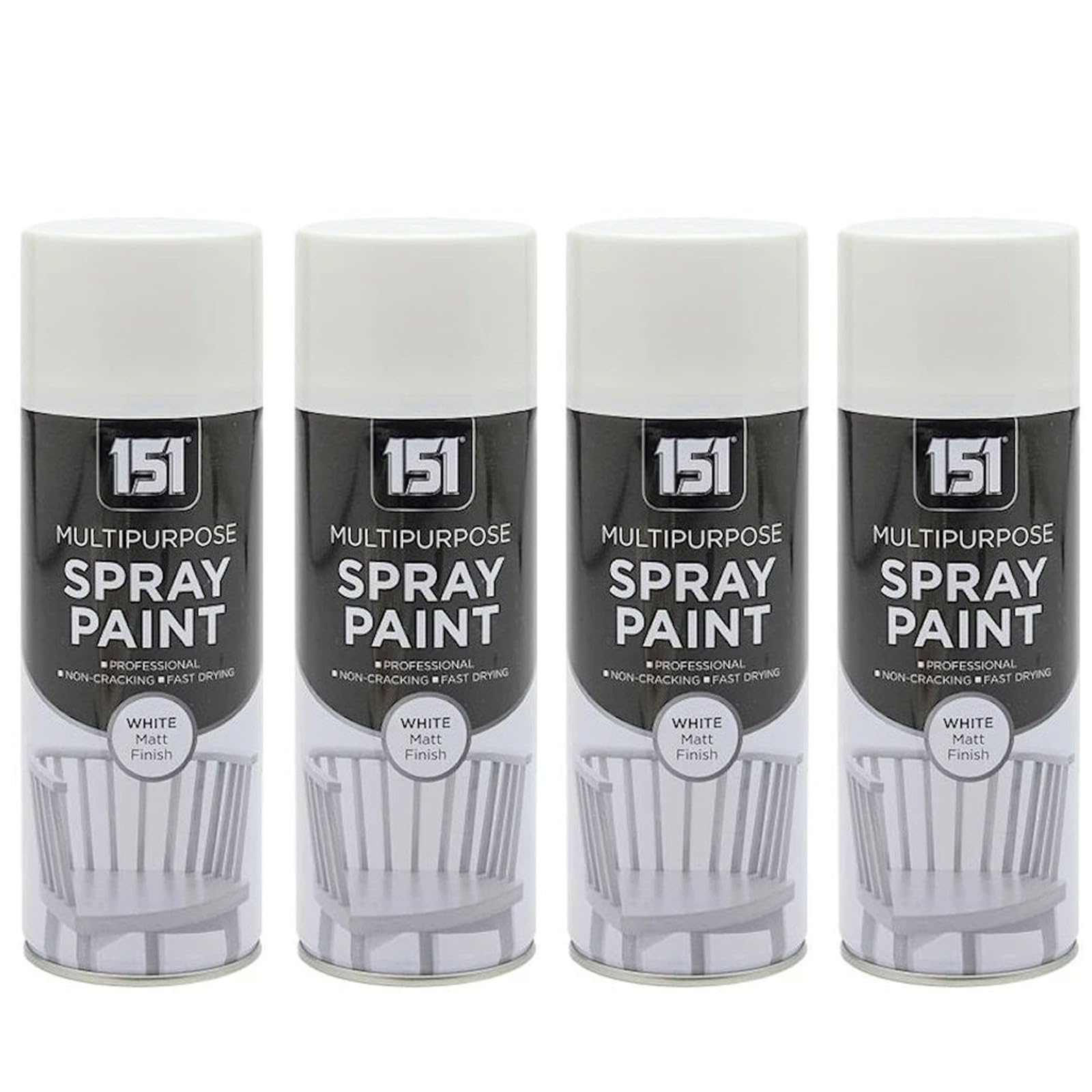 Ysamax 4Pcs 151 Multi-Purpose White Matt Spray Paint, Provides Excellent Coverage And Smooth Finish, Quick-Drying Formula, Versatile Uses, 400Ml, (4Pcs)