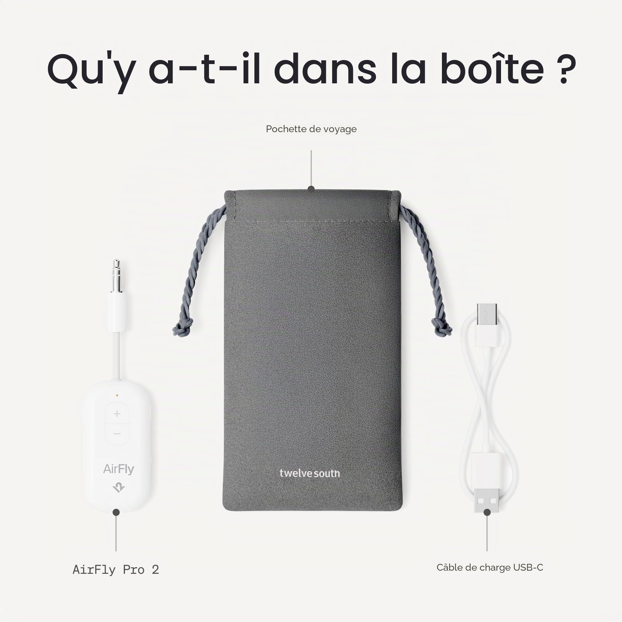 Twelve South AirFly Pro 2 Transmetteur/Récepteur Bluetooth 5.0 pour TV/Avion vers 2 Casque sans Fil - Adaptateur sans Fil pour AirPods, Avion, Voiture, Gym, Maison, Utilisation avec n'importe Quelle