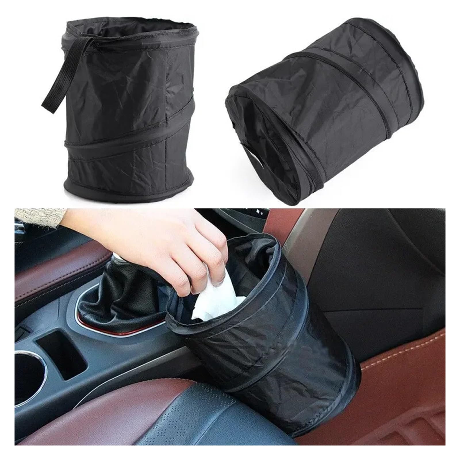 Car Trash Can Portable, składany wodoodporny kosz na śmieci z pokrywką prasową, kompaktowy pop-up Dustbin do wnętrza pojazdu, łodzi, użytku domowego