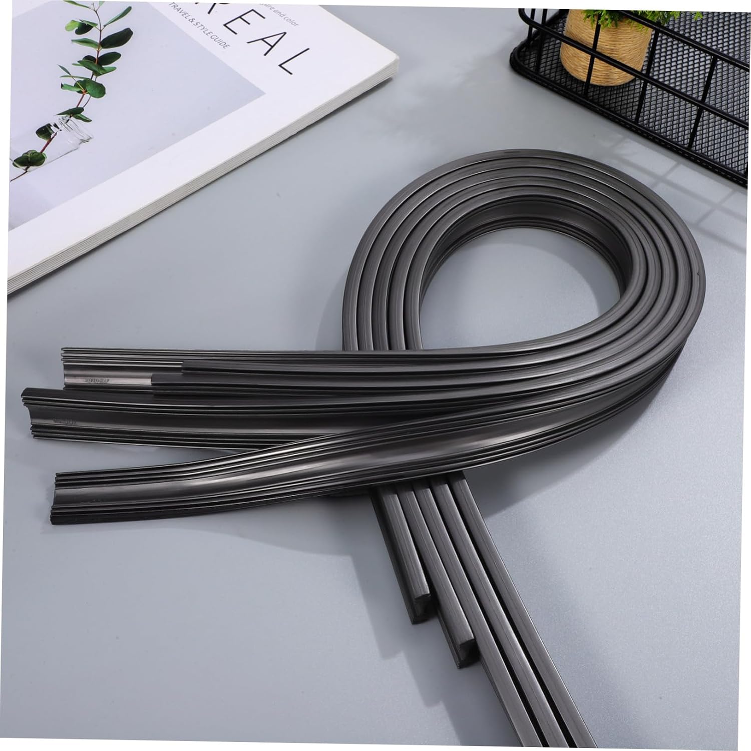 Luxshiny 10pcs Car Frameless Windshield Wiper Strips Natural Rubber Easy Install Remove for Windscreen Wiper Refill