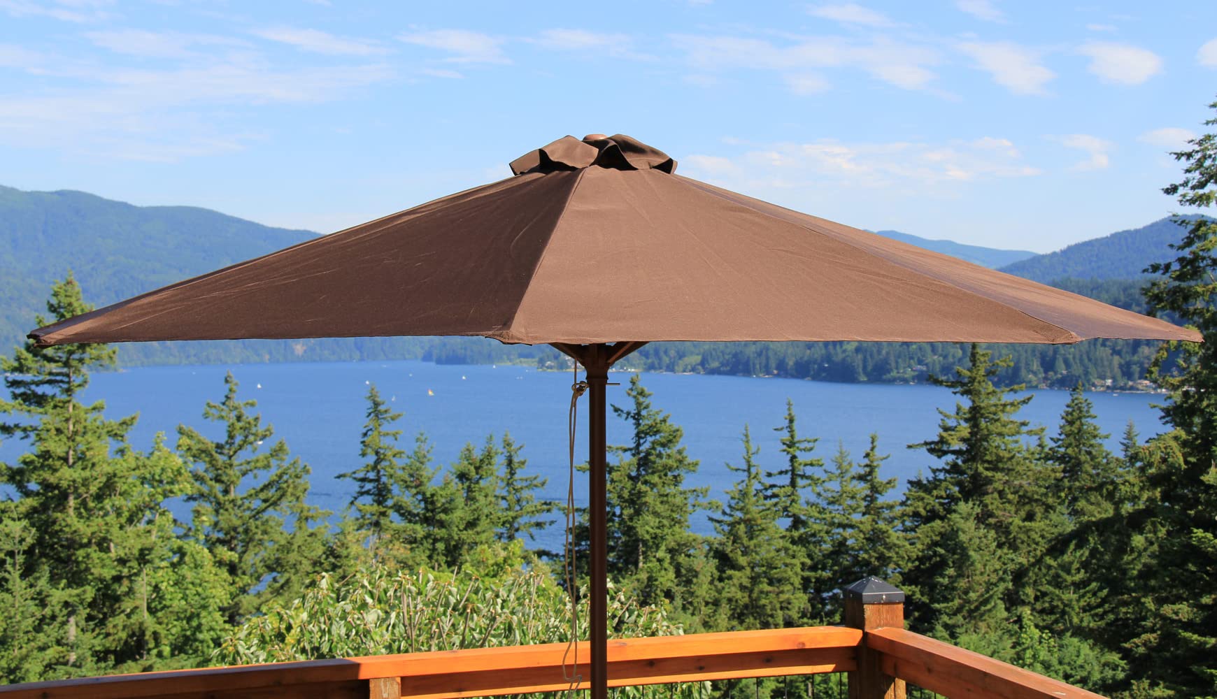 Heininger 1285 DestinationGear Classic Wood Chocolate 9' Market Umbrella : Patio, Lawn & Garden