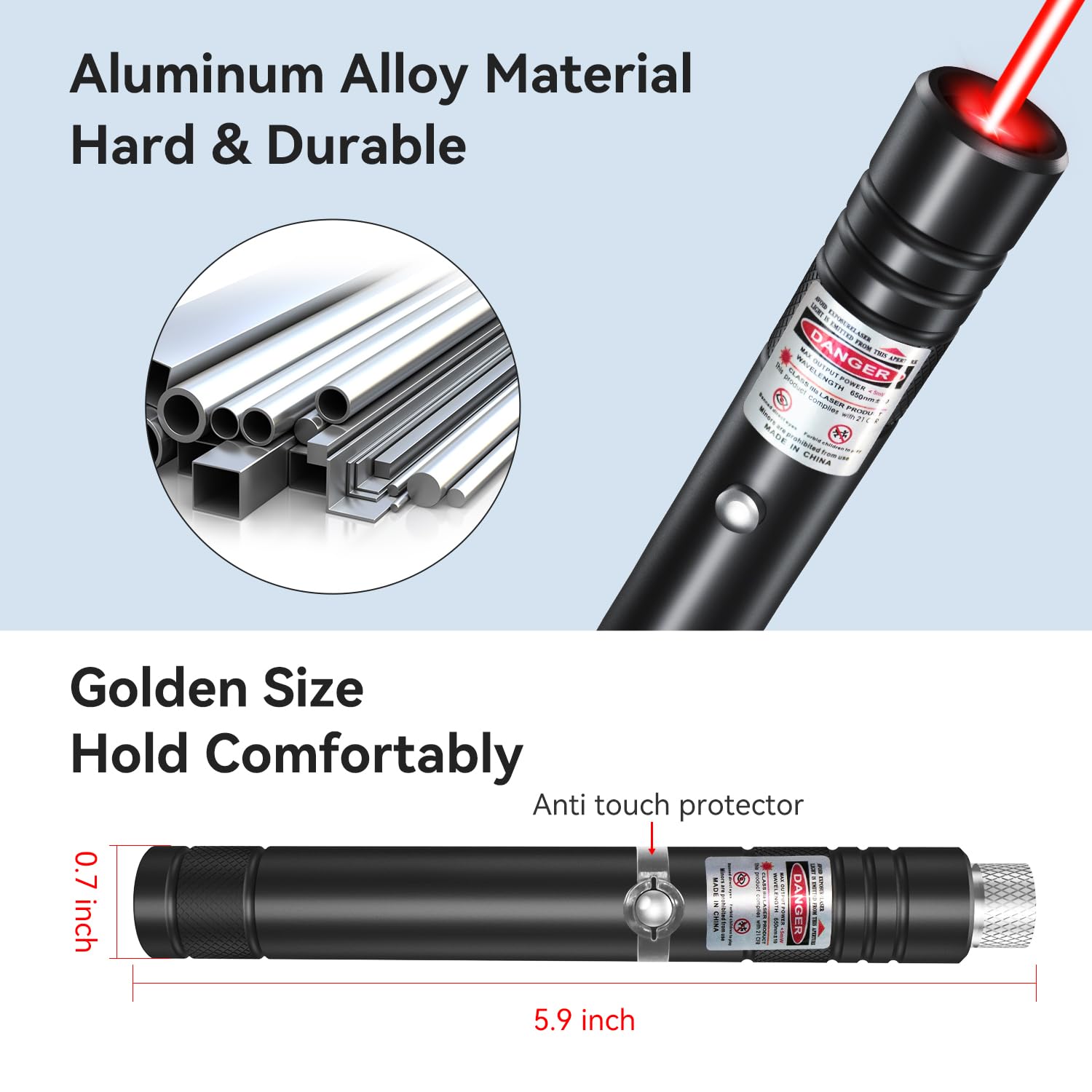 [2 Packungen mit grünem und rotem Licht] Wiederaufladbare Taschenlampe mit grünem und rotem Lichtstrahl für Fernsehbildschirme, LED/LCD, taktische Präsentationslampen, Büros