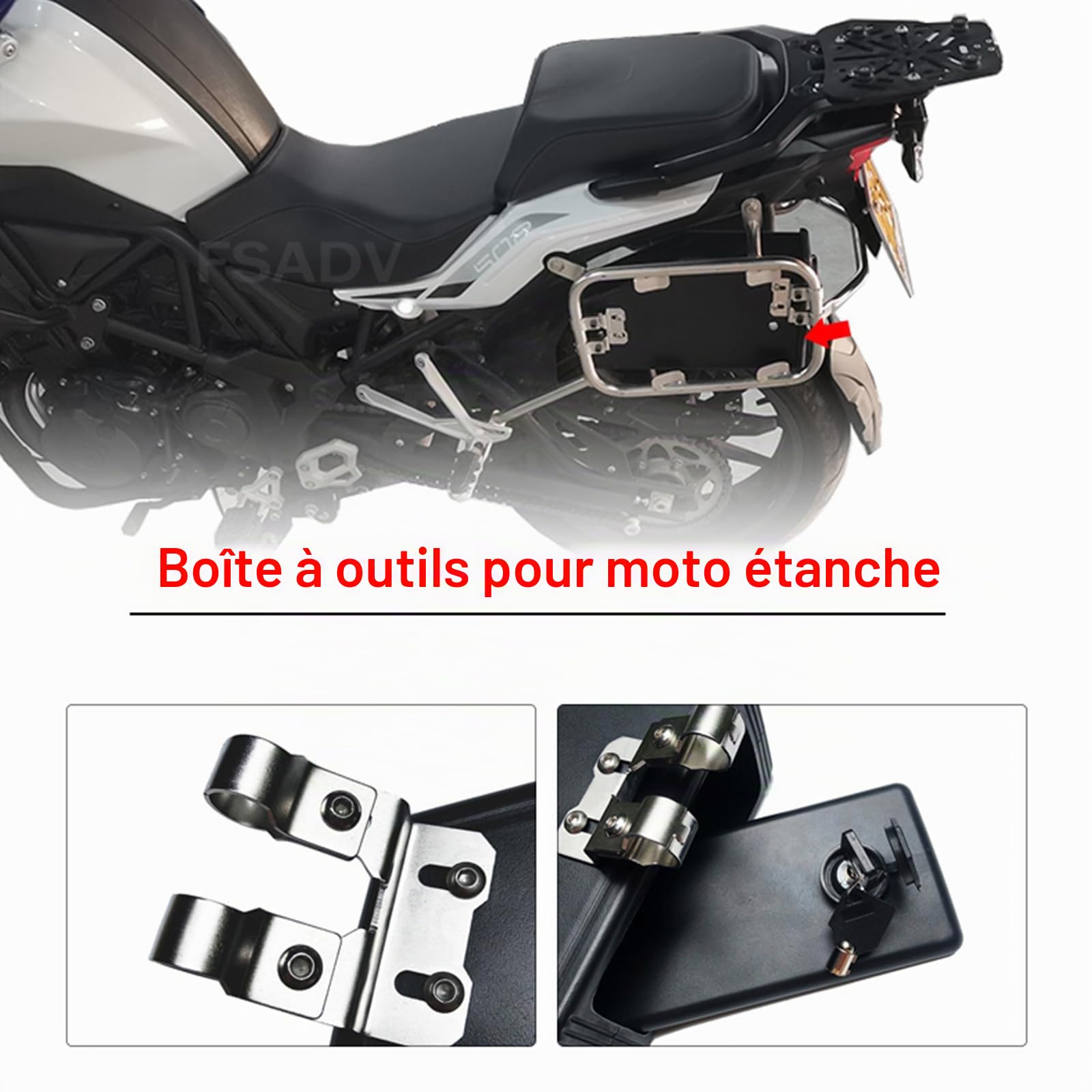 Boîte de rangement étanche pour outils pour moto, côté gauche, convient pour R1200GS Adventure R1250GS ADV TRK502, boîte à outils en aluminium, boîtier de rangement avec mot de passe côté gauche