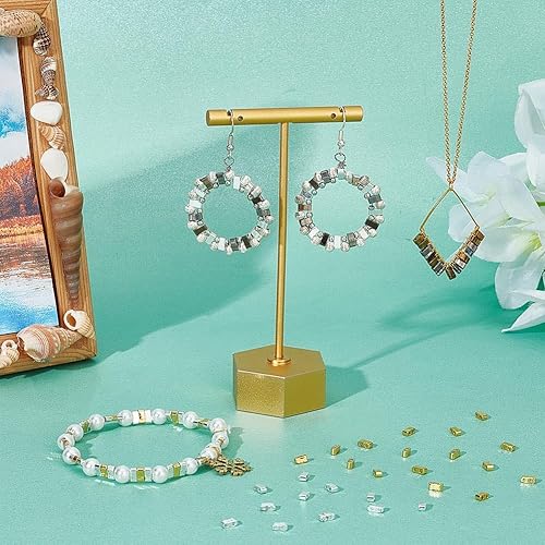 Miniatura 4 de CREATCABIN 240 cuentas de Tila de 2 agujeros, 2 colores, cuentas de vidrio, cuadradas, rectangulares, mini, opacas, con recipiente de plástico,