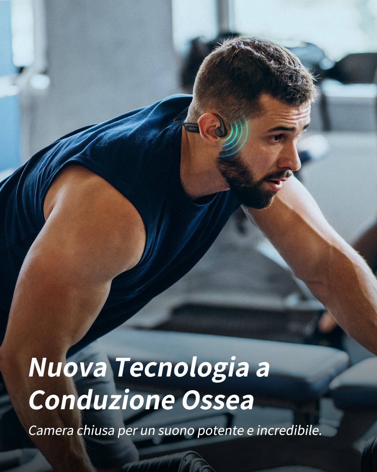 Cuffie a Conduzione Ossea, Open Ear Auricolari Bluetooth 6.0 Cuffie Sportive Senza Fili con 10 Ore di Autonomia, Impermeabili IPX6, Leggere per Corsa, Ciclismo, Allenamento