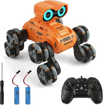 Robot Toys for Kids, 8-Wheel Stunt Car with LED Eyes, Flexible Head, 2.4 GHz Remote, Auto Demo & Music,Robot Toys Gift for Kids 6 7 8 9 10 11 12+ Years Old Boys Girls