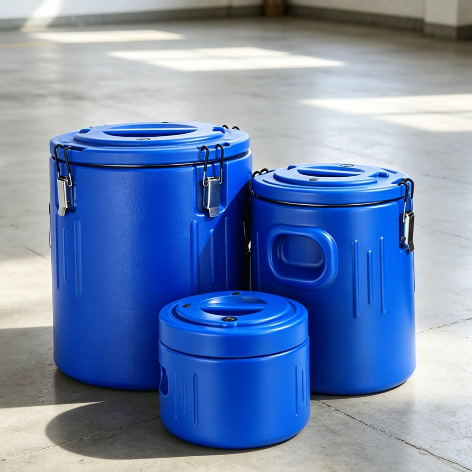3 Piezas Cubeta Térmica Aislada Recipiente Conservación Alimentos Asas Interior Inoxidable Aislante Adecuado para Servicio de Comidas Hogar, Verde, Verde, Juego De 3 Piezas 5L/20L/40L