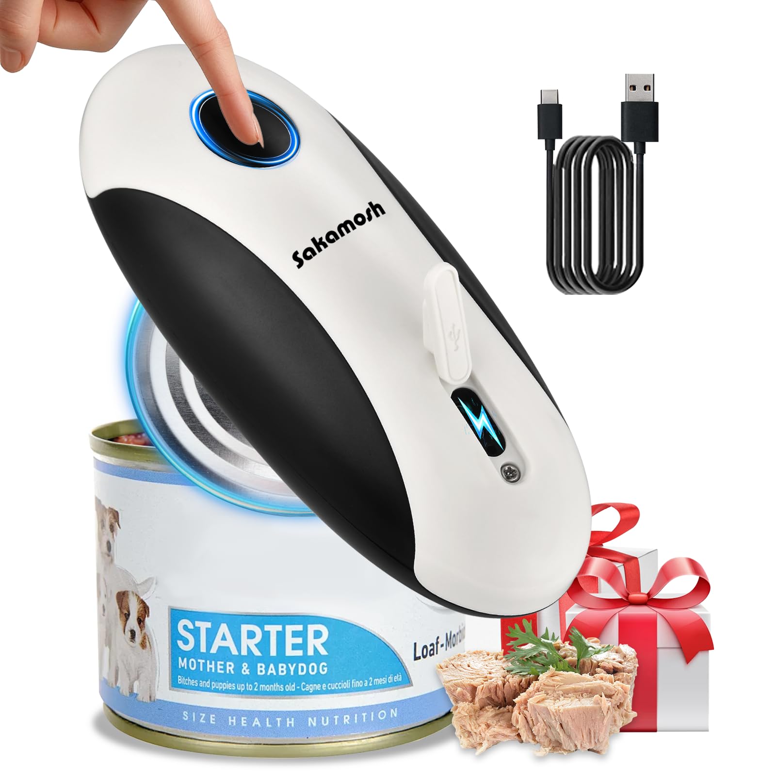 Rechargeable Electric Can Opener for Seniors Hands Free Safety Automatic Can Opener with Smooth Edge for Left Handed
