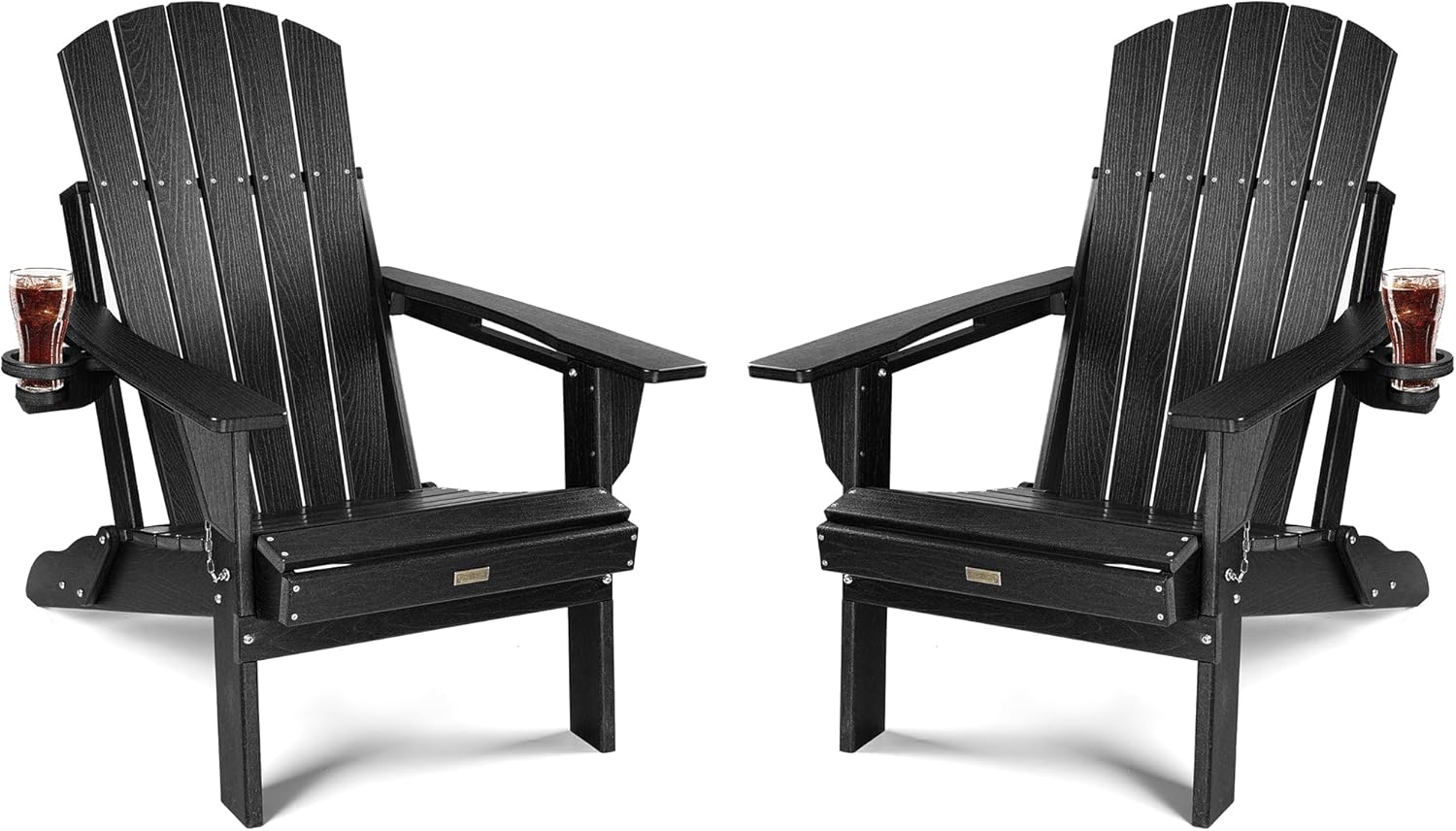 Folding Adirondack Chair, Dark Black