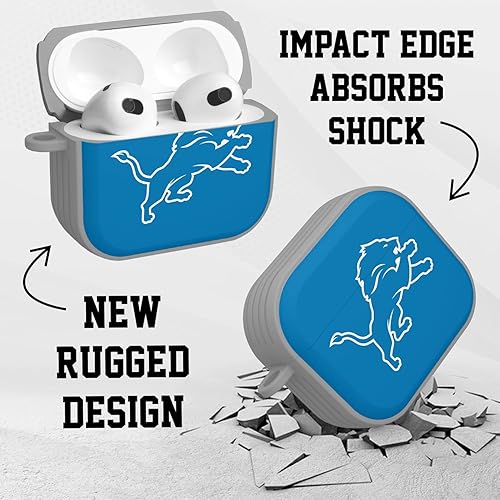 Miniatura 3 de GAME TIME Detroit Lions - Funda de silicona HDX compatible con Apple AirPods Gen 3 (gris clásico)