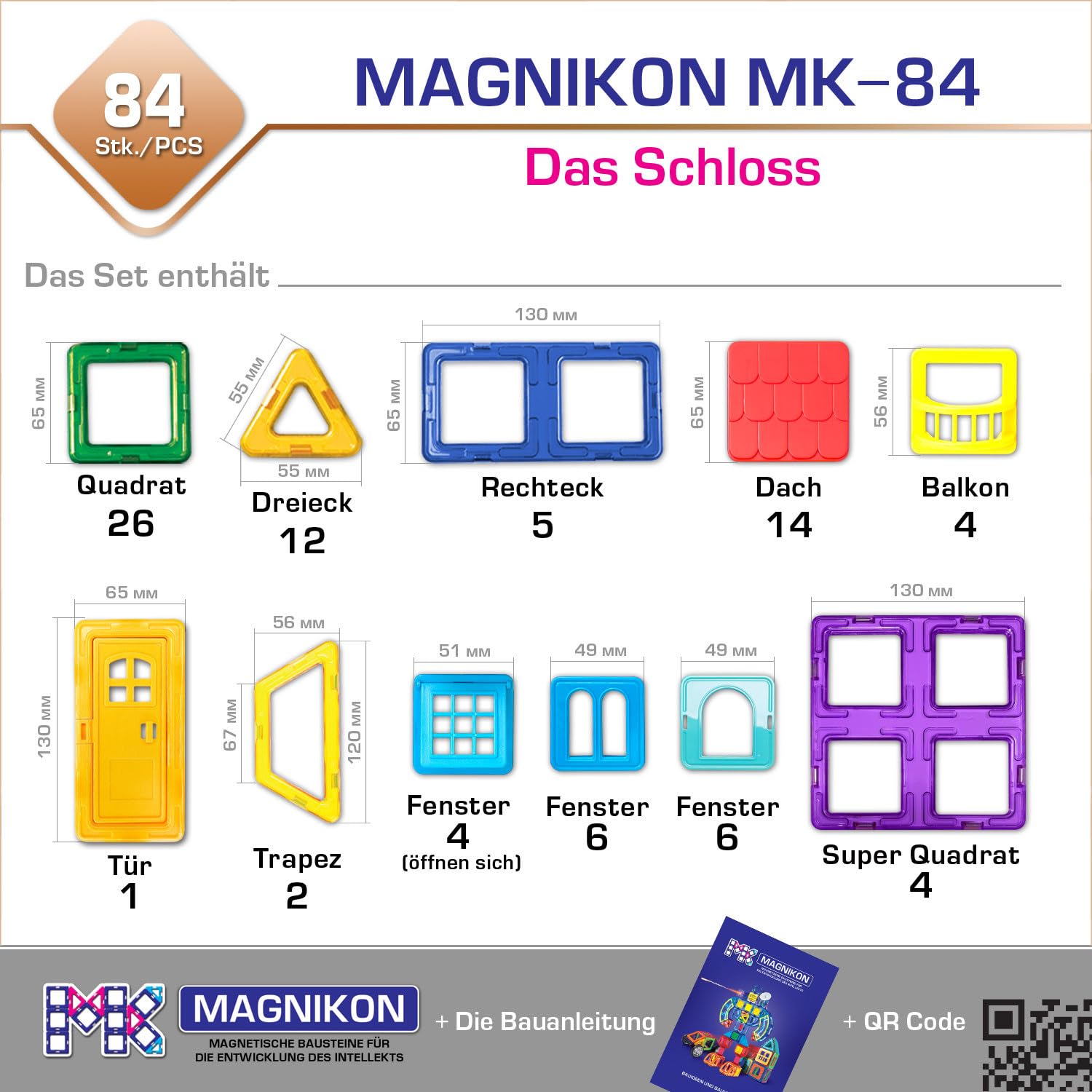 88PCS-Blocs De Construction Magnétiques Pour Enfants, Jeu De Styliste, Bâton Magnétique Sûr