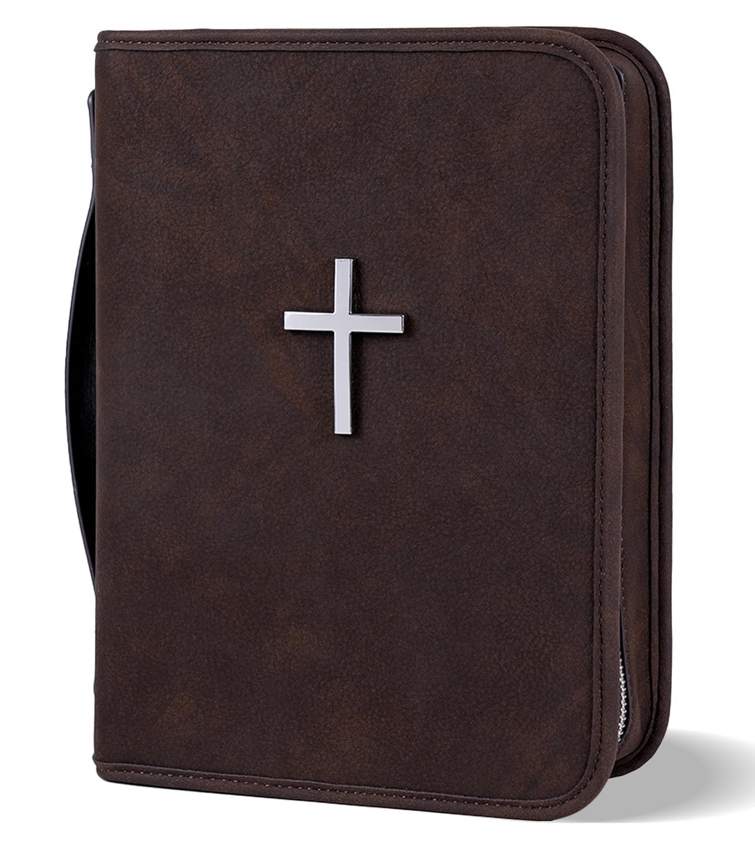 Veganes Leder Bibel Cover Case Bibeltasche mit Handytasche Bibelhülle für Männer Frauen Christliche Geschenkbox Verpackung (Braun)