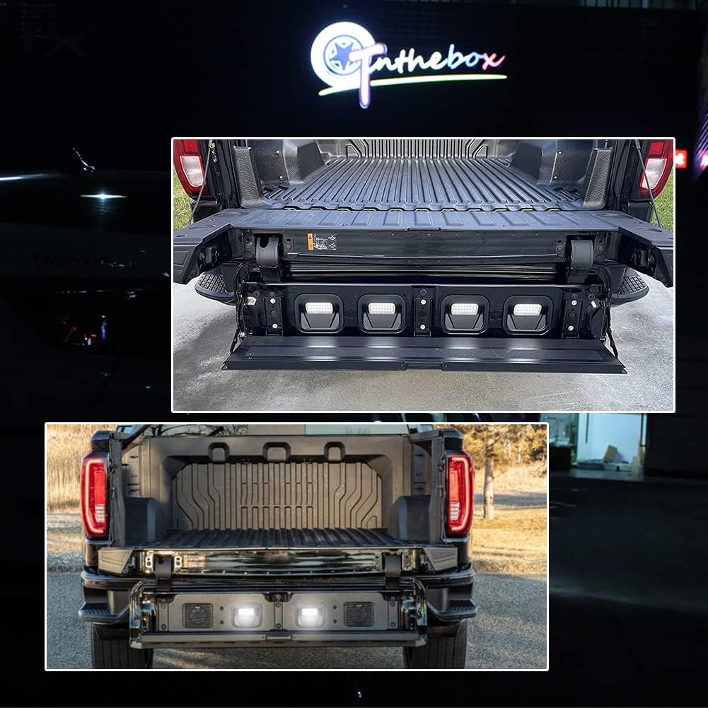GTINTHEBOX Truck Bed Multi-Pro Lamp Kit With Wiring Harness Compatible with 2020 2021 GMC Sierra 1500 2500 HD 3500 HD, 2020 Chevrolet Silverado 1500 2500 HD 3500 HD Tailgate Step Light LED, Pack of 2