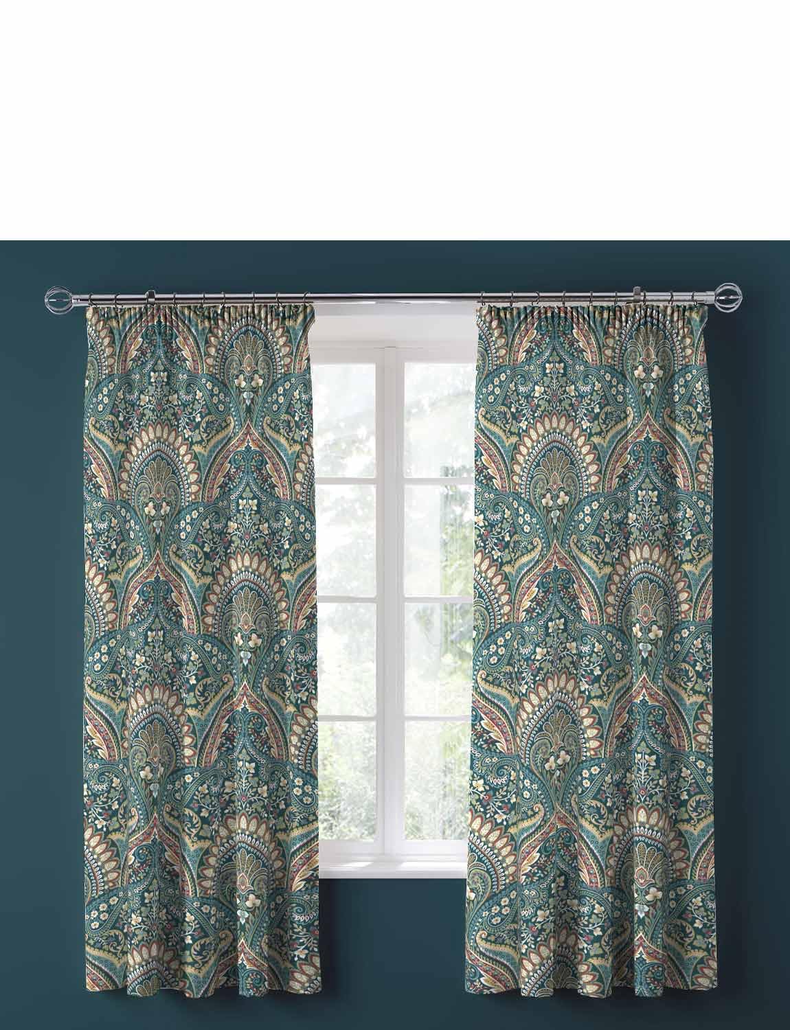 Dreams & Drapes Teal Palais Curtains With Free Tiebacks 72