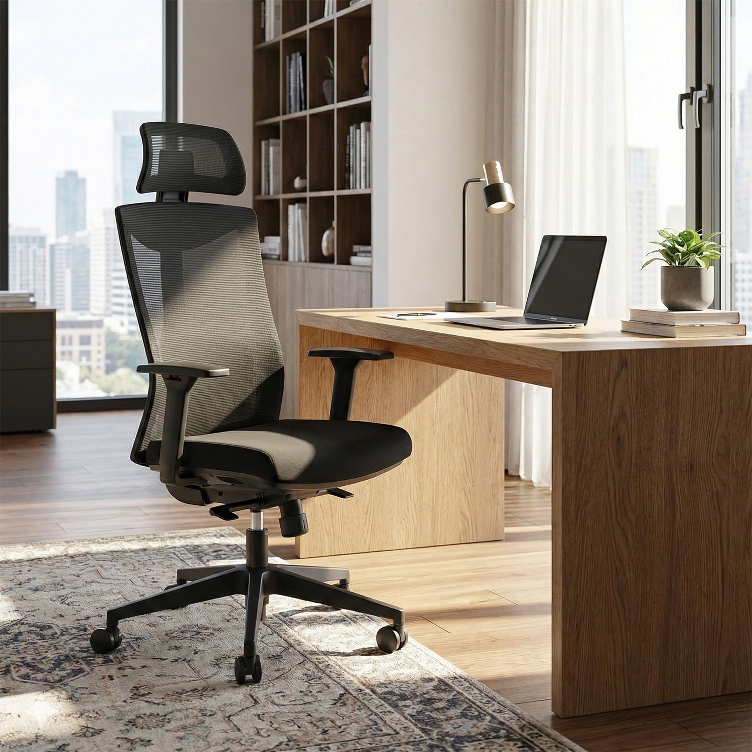 ER-414 Ergonomiczne Krzesło Biurowe na Kółkach, Fotel Obrotowy z Podparciem lędźwiowym, Wysokość oraz Pochylanie Regulowane, Może Służyć jako Fotel dla Graczy, Waga Max 150 kg