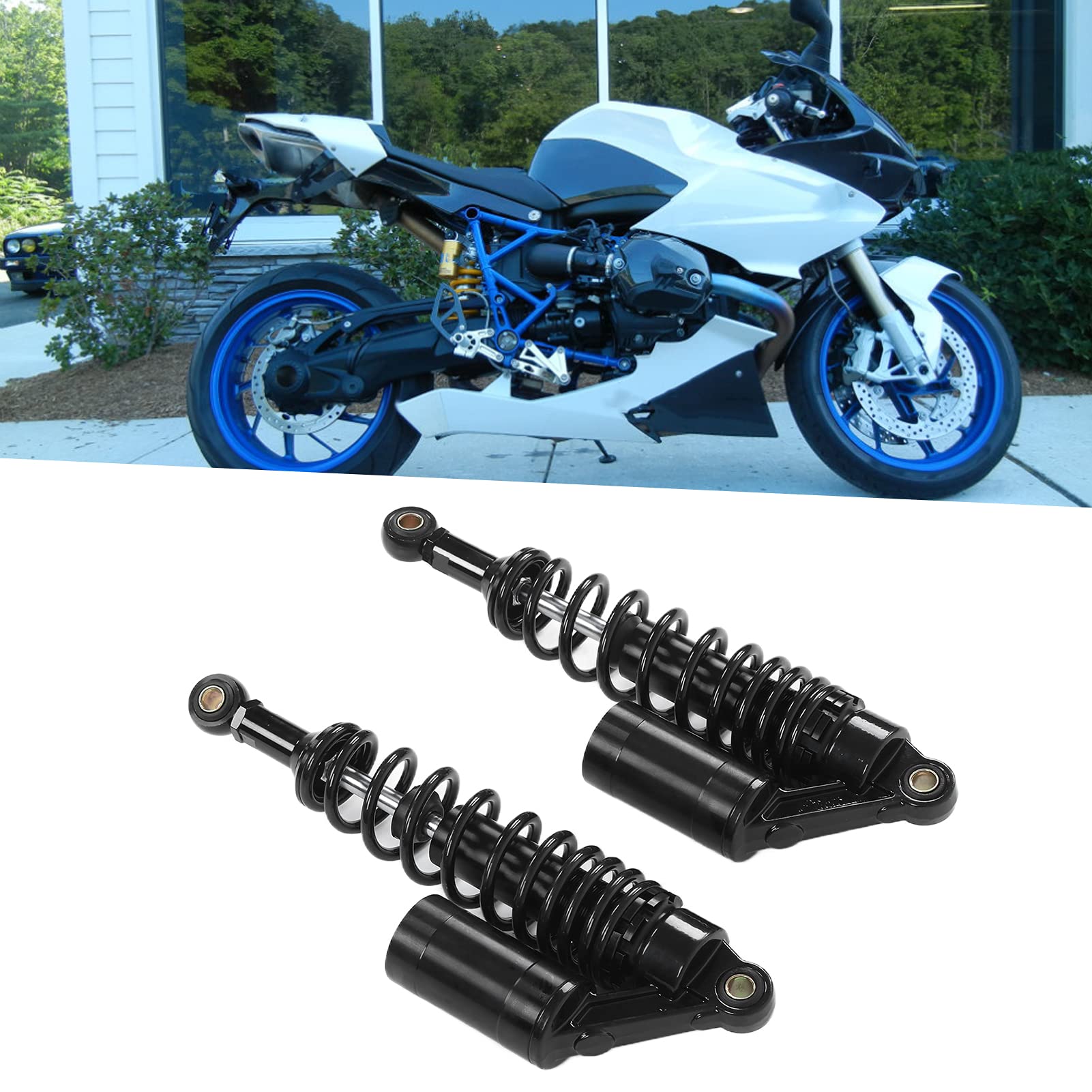 Para 340mm Tylny Amortyzator Motocykla Uniwersalny do ATV SUV (BLACK)