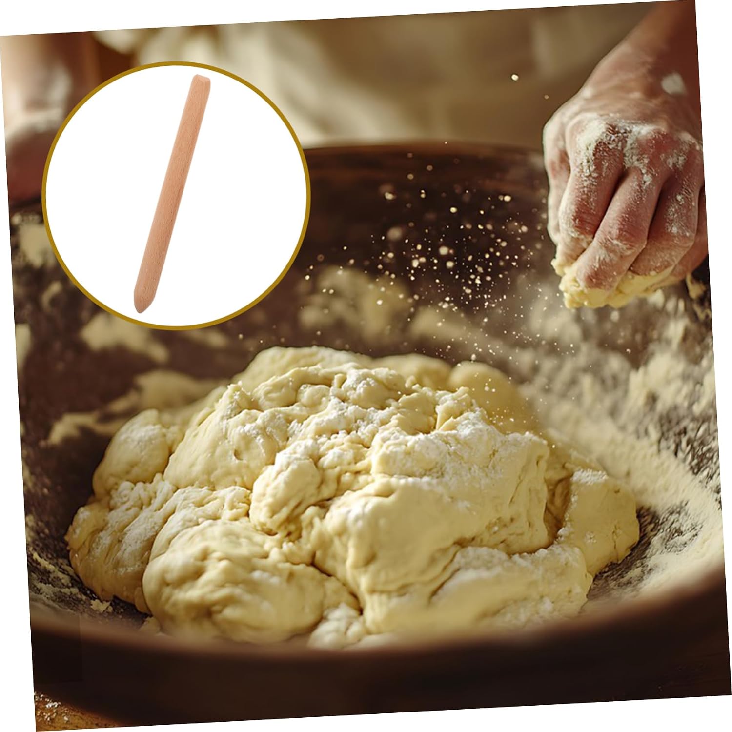 LIFKOME Wooden Sourdough Spurtle Natural Stirring Stick for Easy Dough Mixing Kitchen Cooking Utensil for Bread Making and Versatile Culinary Tasks