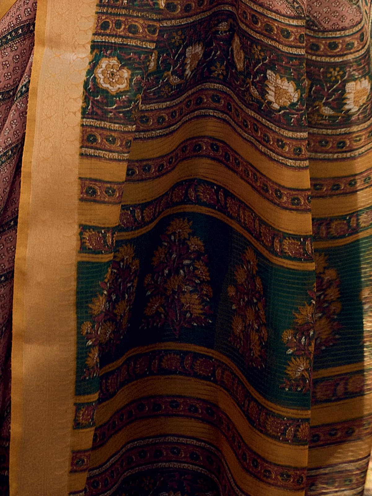 Satrani Women's Cotton Silk Printed Weaving Saree With Unstitched Blouse Piece (4103S879N_Peach Pink & Multi)