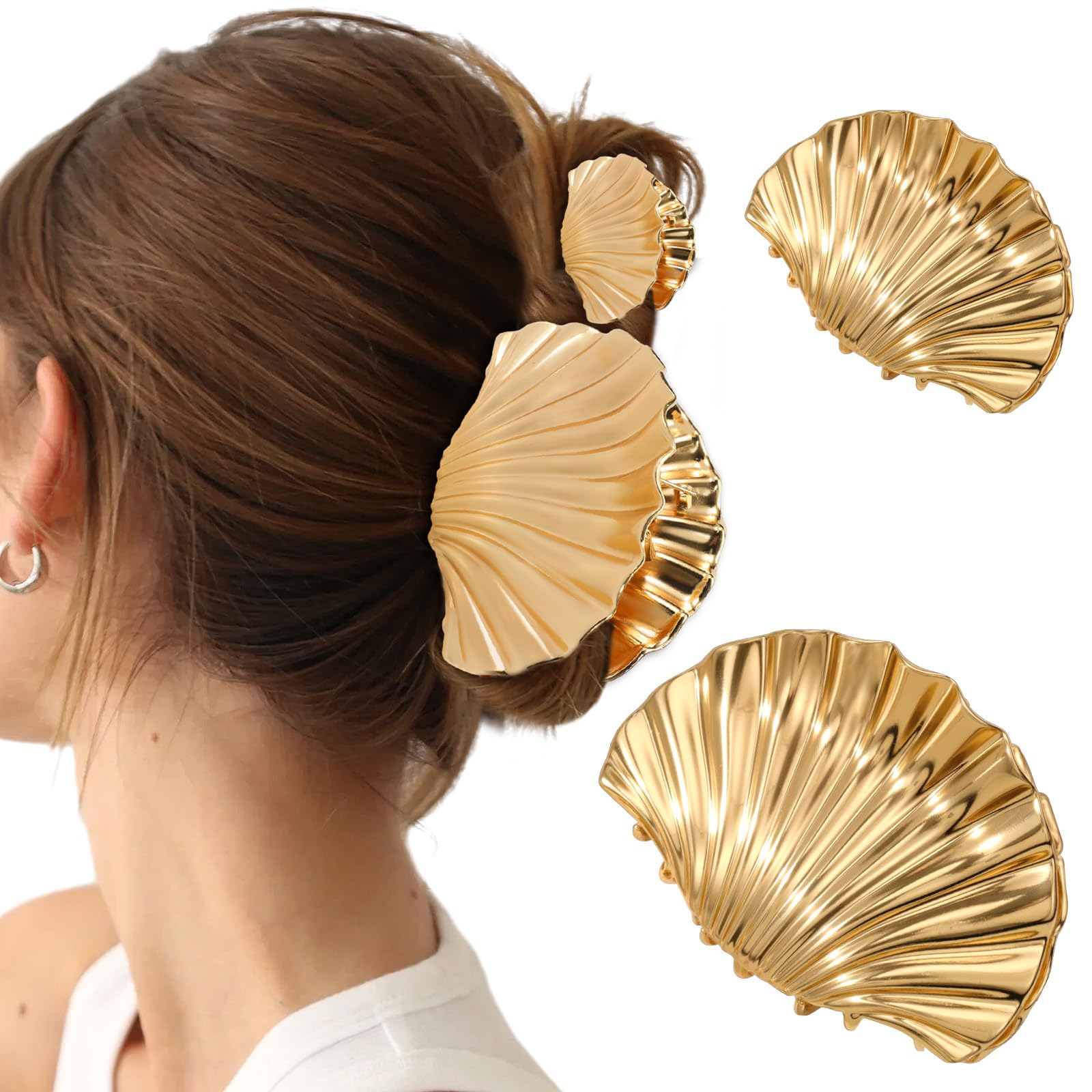 2 pinzas de metal para el pelo para mujer, duraderas y elegantes, pinzas de pelo doradas para peinar, pinzas de metal para cabello grueso y fino, accesorios de moda para el cabello de sujeción fuerte